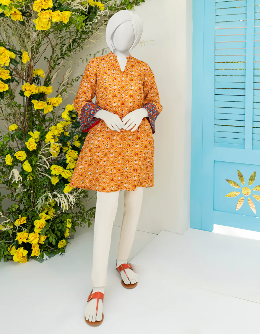 YELLOW LAWN KURTI | JYGK-S-JWT-US-23-4004 FB/PATOLA-4