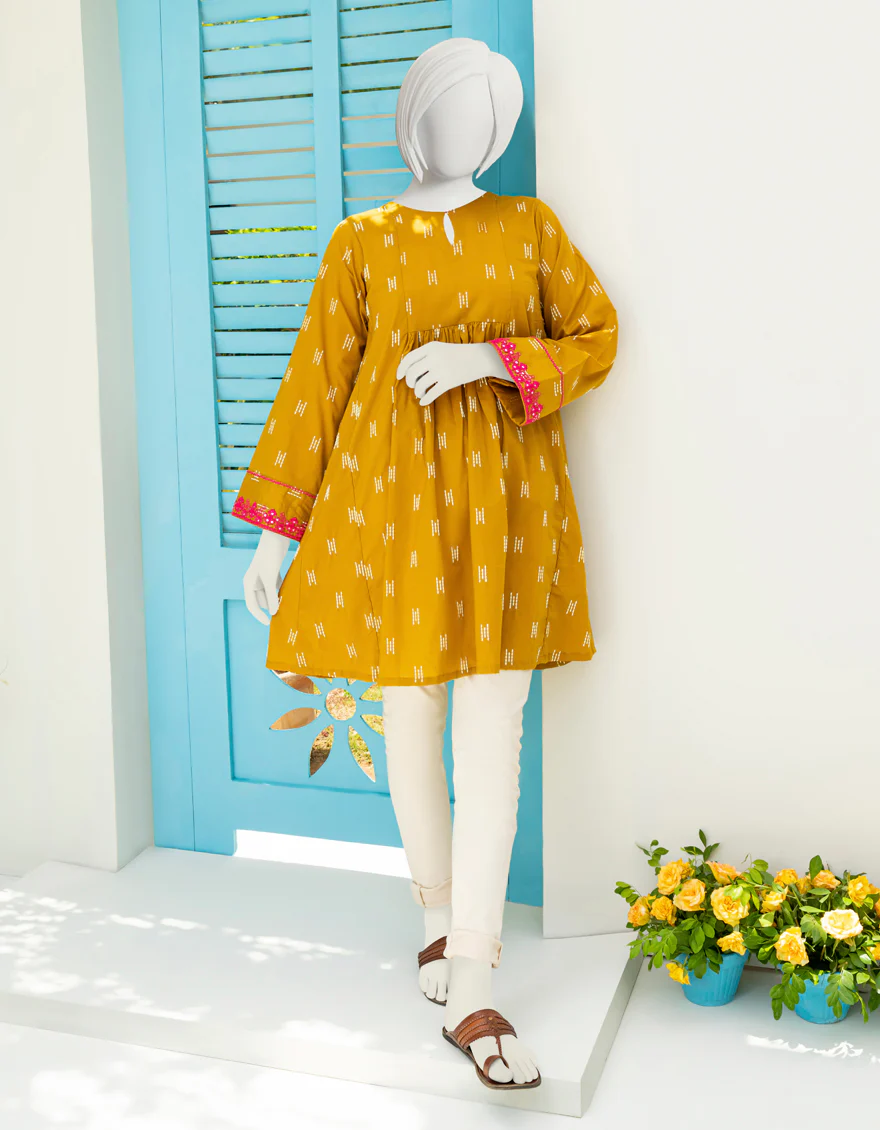 MUSTARD LAWN KURTI | JYGK-S-JWT-US-23-4007 FB/STAMP-02