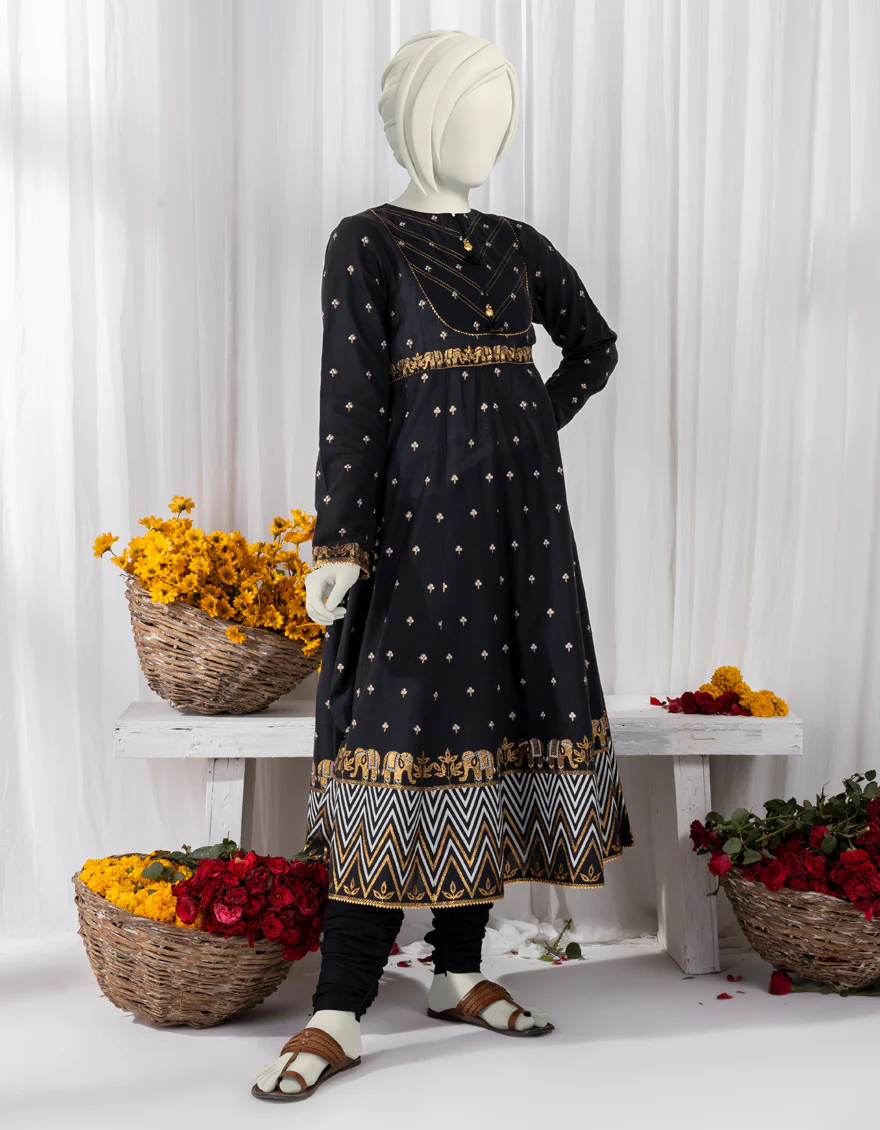BLACK LAWN KURTI | JYGK-S-YGKL-157-24 FB/BROCADE-01