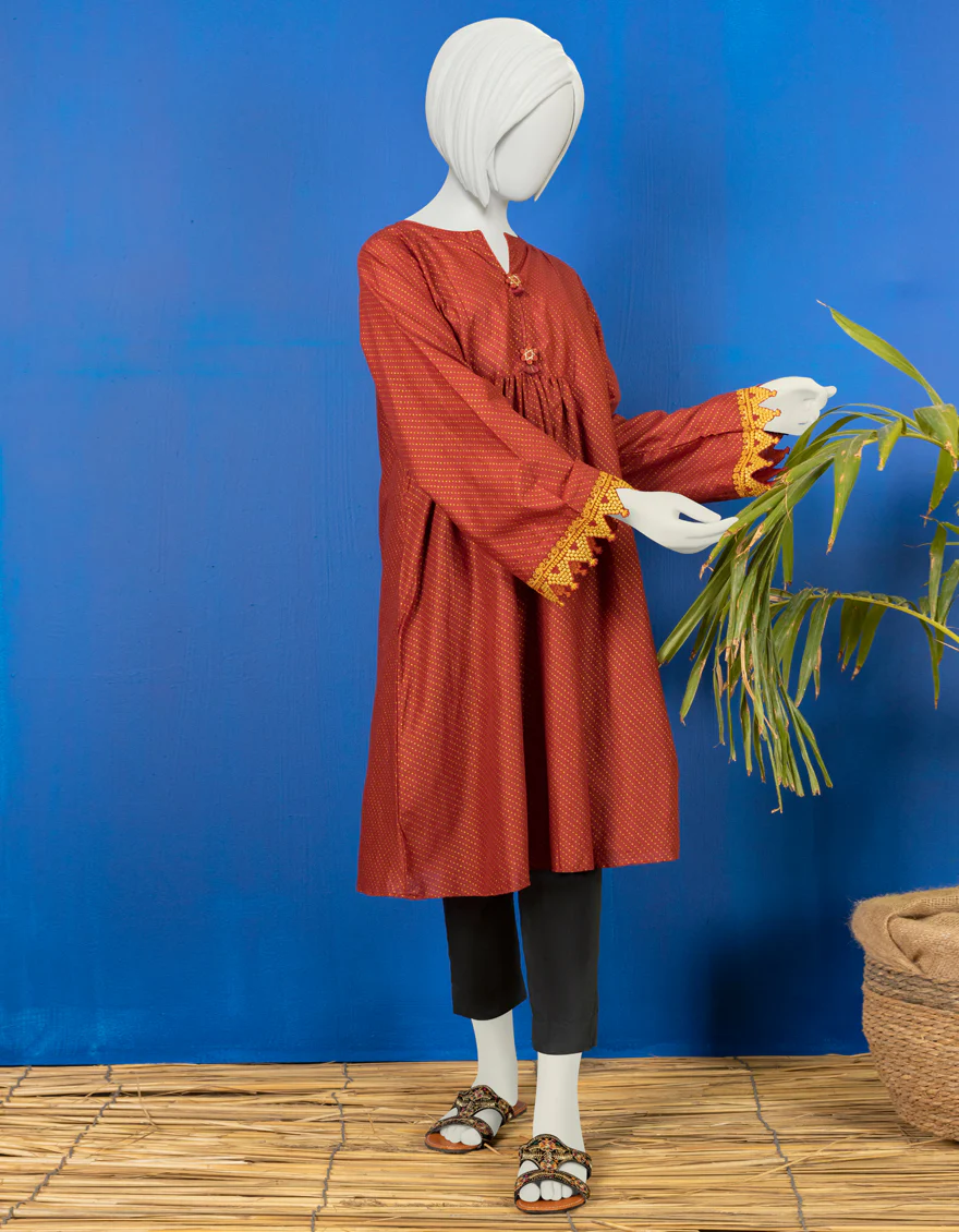 MAROON LAWN KURTI | JYGK-YGKL-S-US-167-22 FB/DIAGONAL