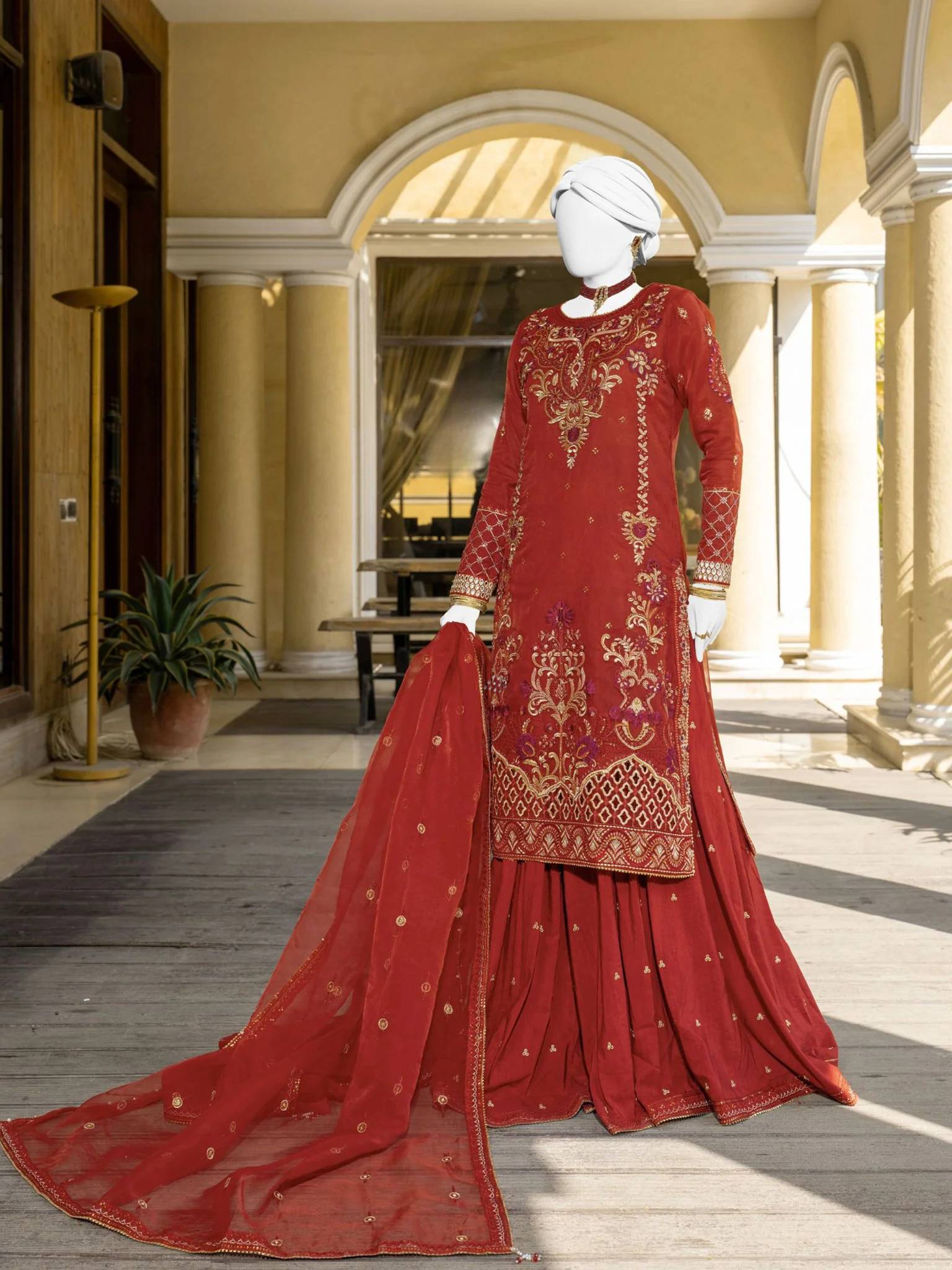 ORANGE CHIFFON 3PC STITCHED | PJLUXS-991041 (PJLUXS-251041)