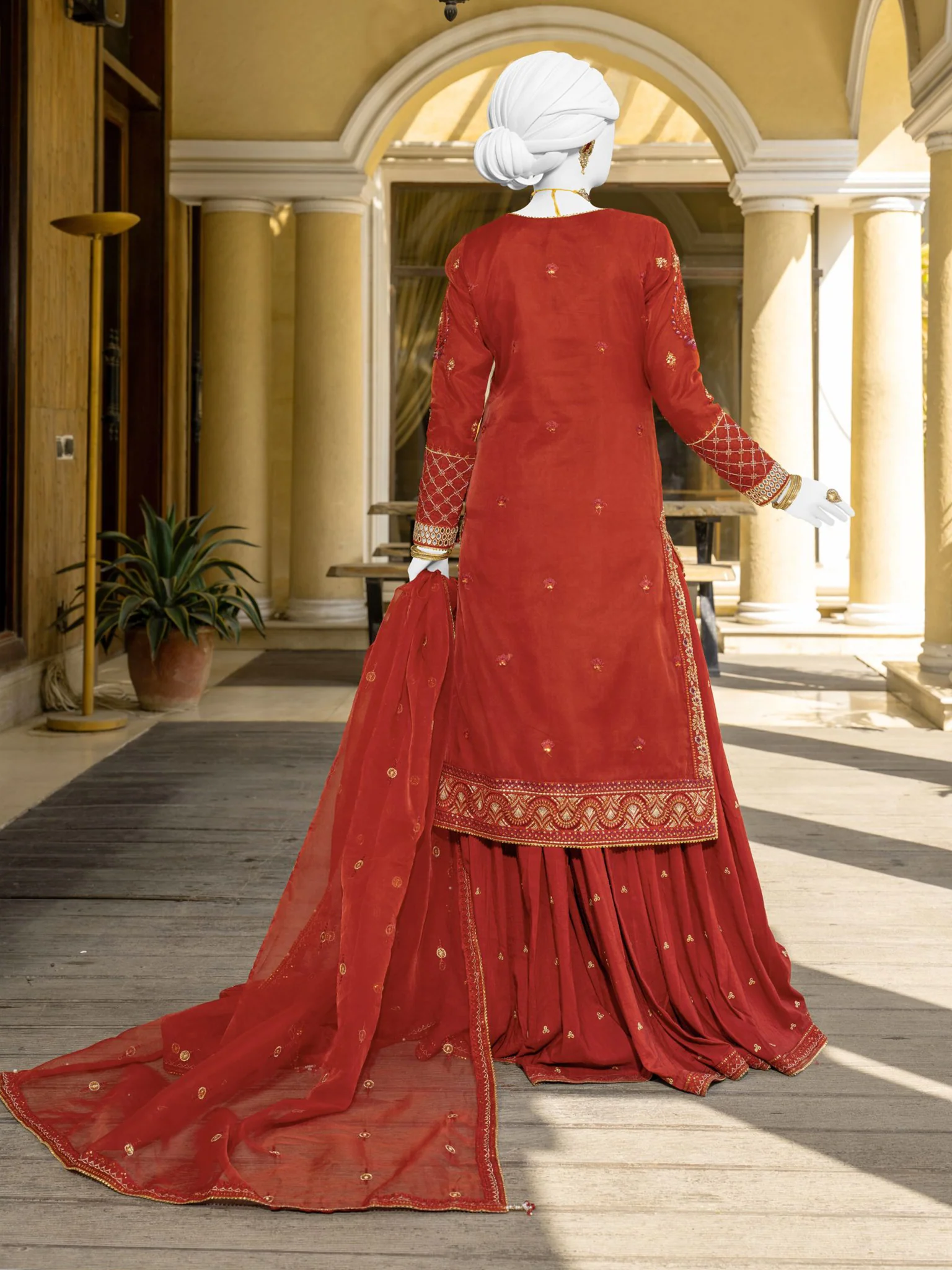ORANGE CHIFFON 3PC STITCHED | PJLUXS-991041 (PJLUXS-251041) - Image 2