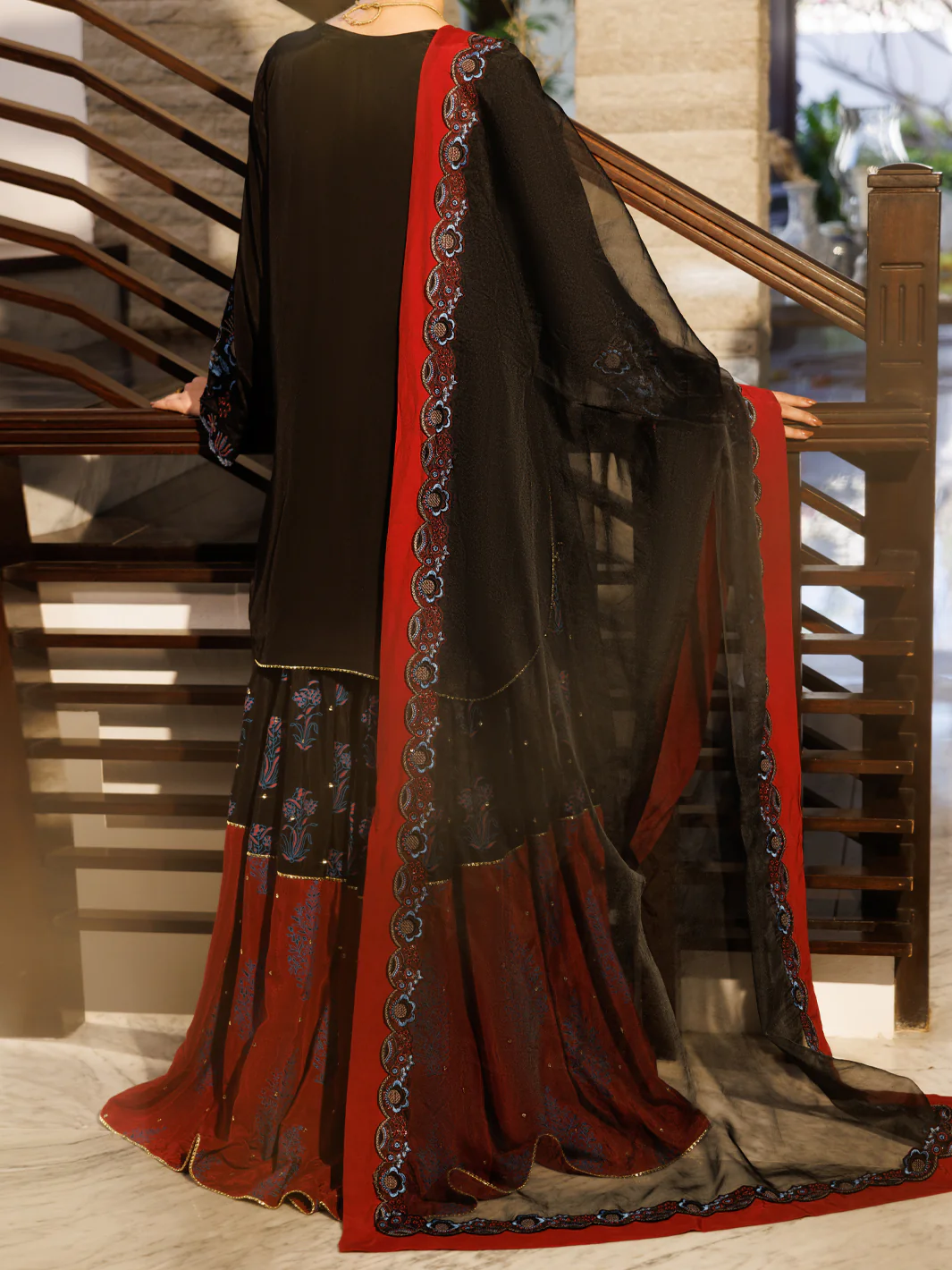 BLACK SHEESHA SILK 3PC STITCHED | AL-3PS-LS-628/AM-3218 - Image 3