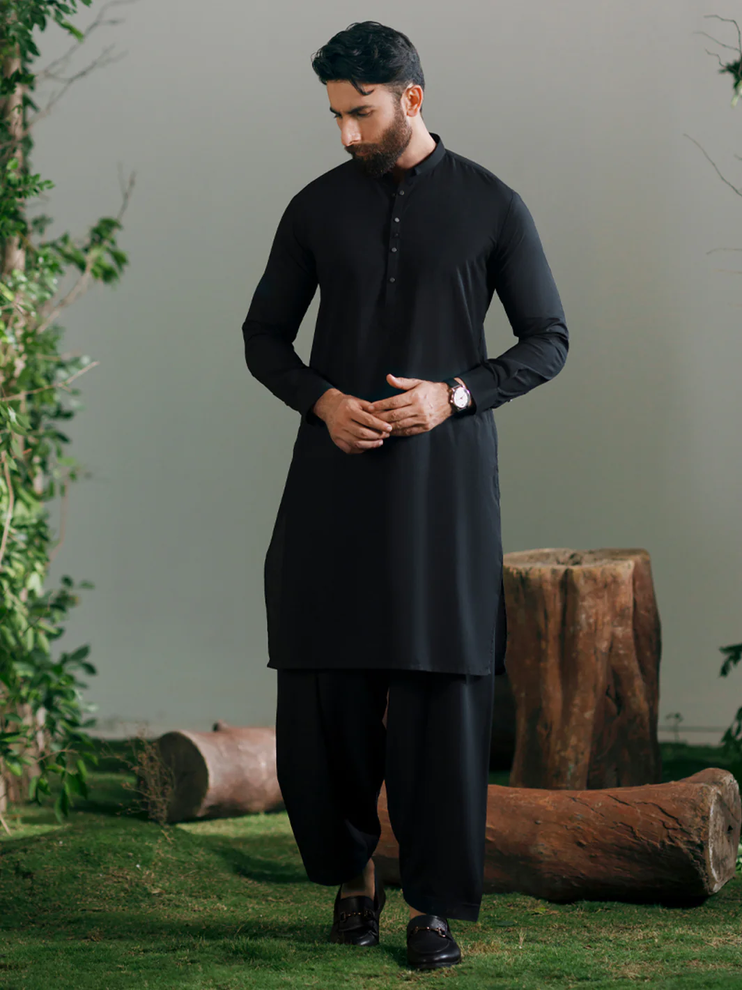 BLACK KAMEEZ SHALWAR | AL-KS-3345/AM-15087D