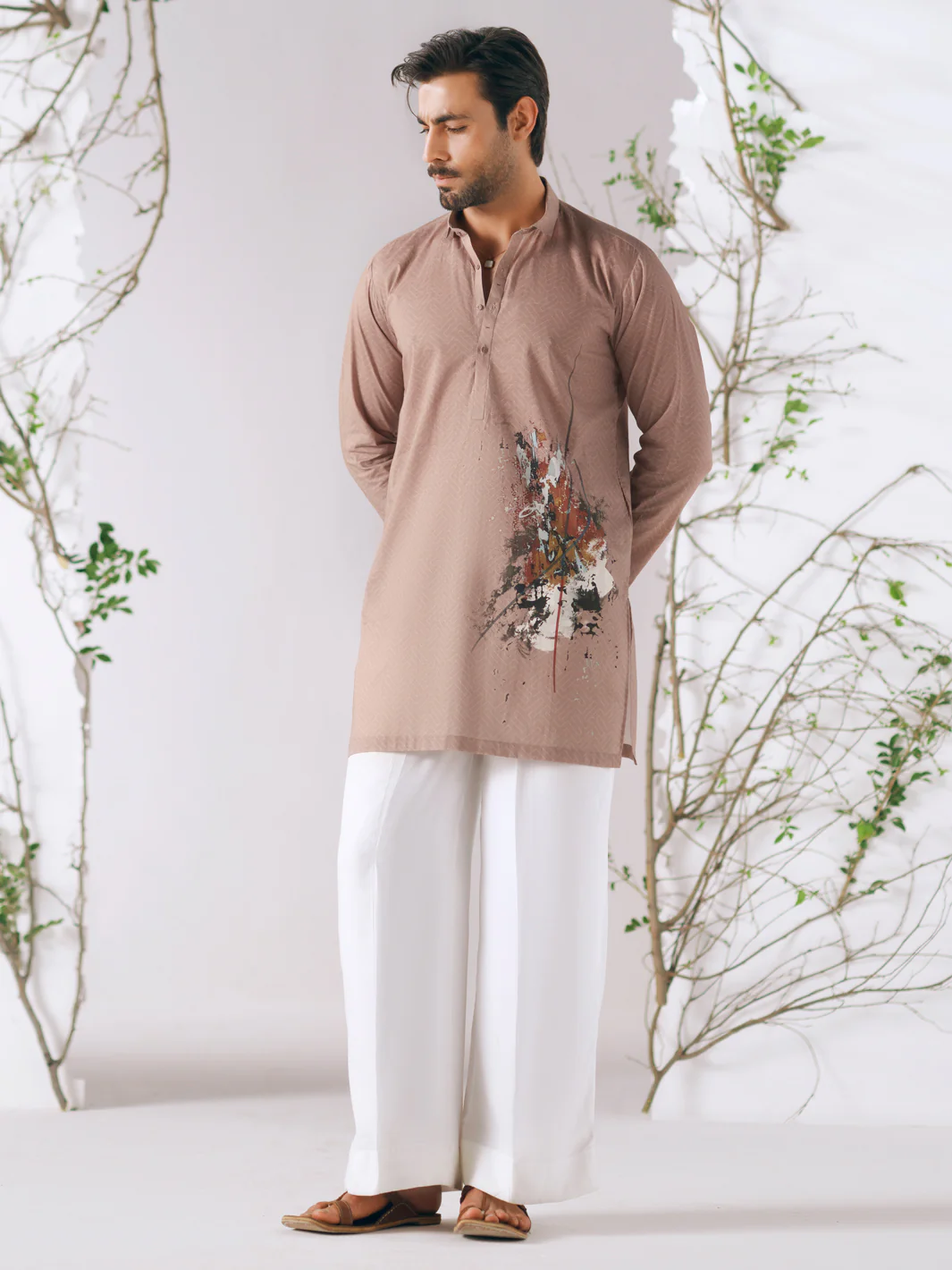 BEIGE COTTON KURTA TROUSERS | AL-KT-3411/AM-6311I