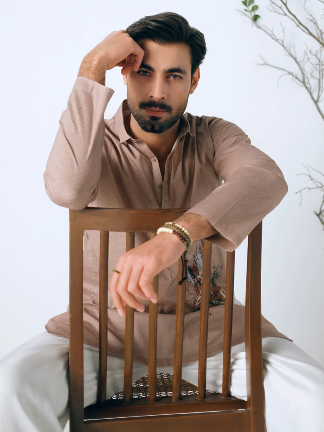 BEIGE COTTON KURTA TROUSERS | AL-KT-3411/AM-6311I - Image 5