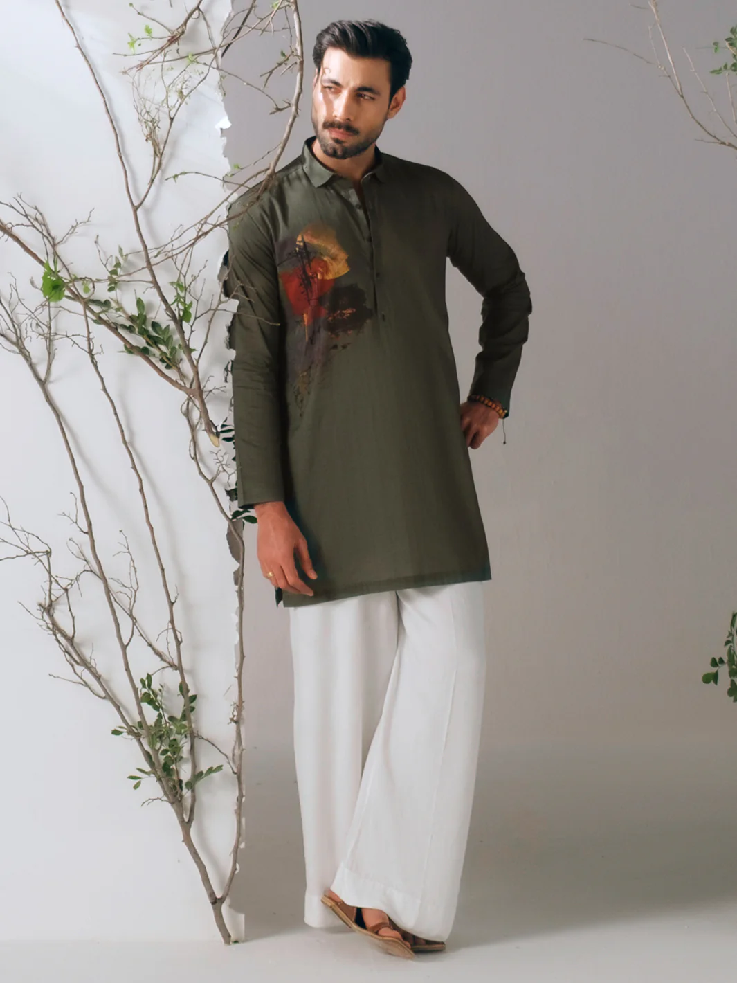 DARK GREEN COTTON KURTA TROUSERS | AL-KT-3413/AM-6311K