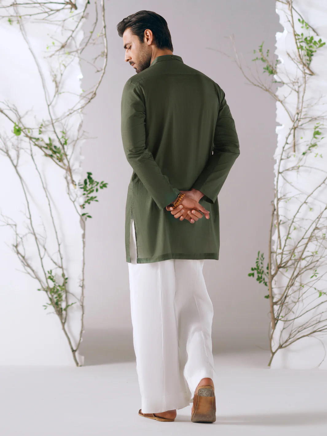 DARK GREEN COTTON KURTA TROUSERS | AL-KT-3413/AM-6311K - Image 3