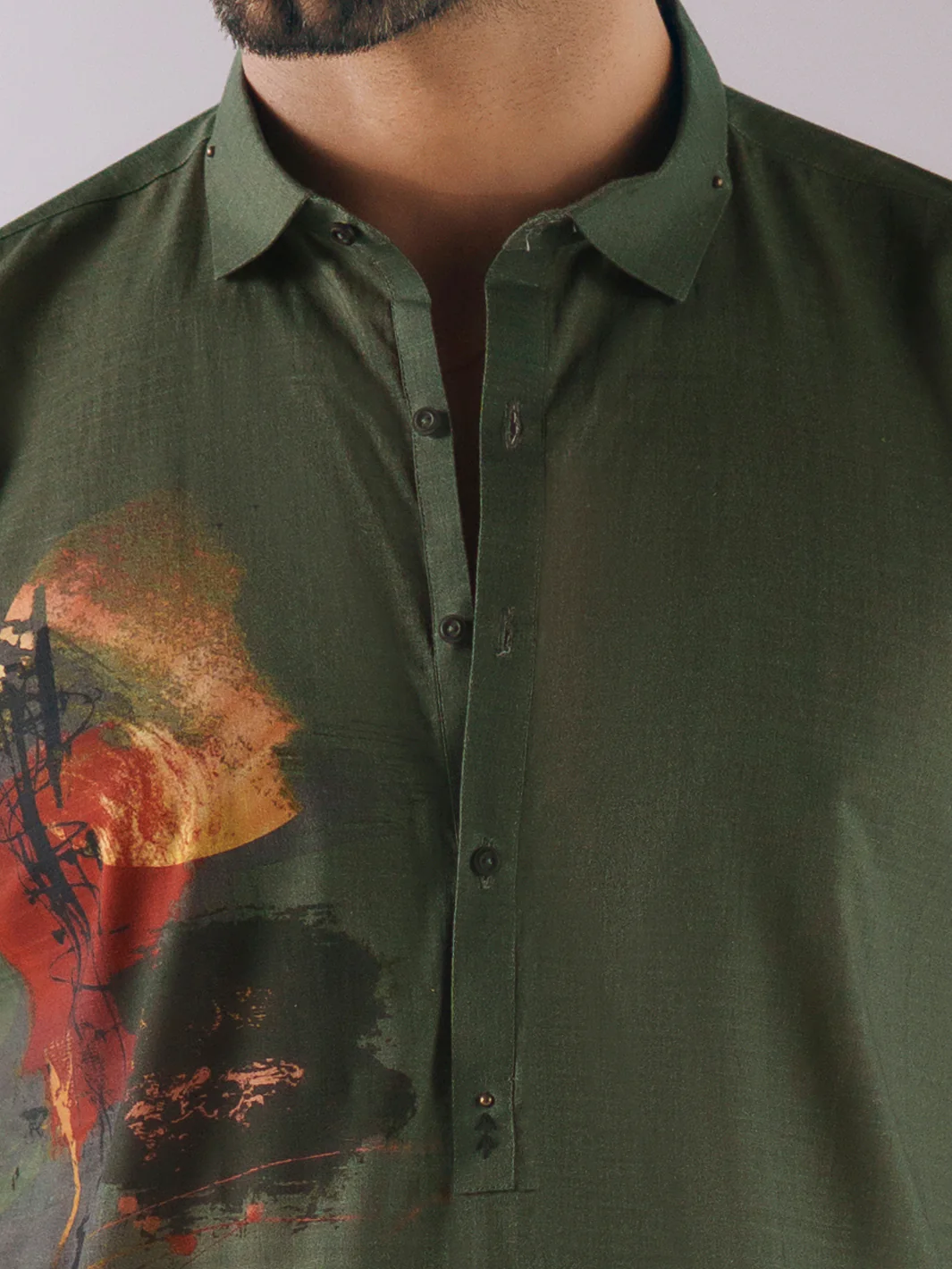 DARK GREEN COTTON KURTA TROUSERS | AL-KT-3413/AM-6311K - Image 4
