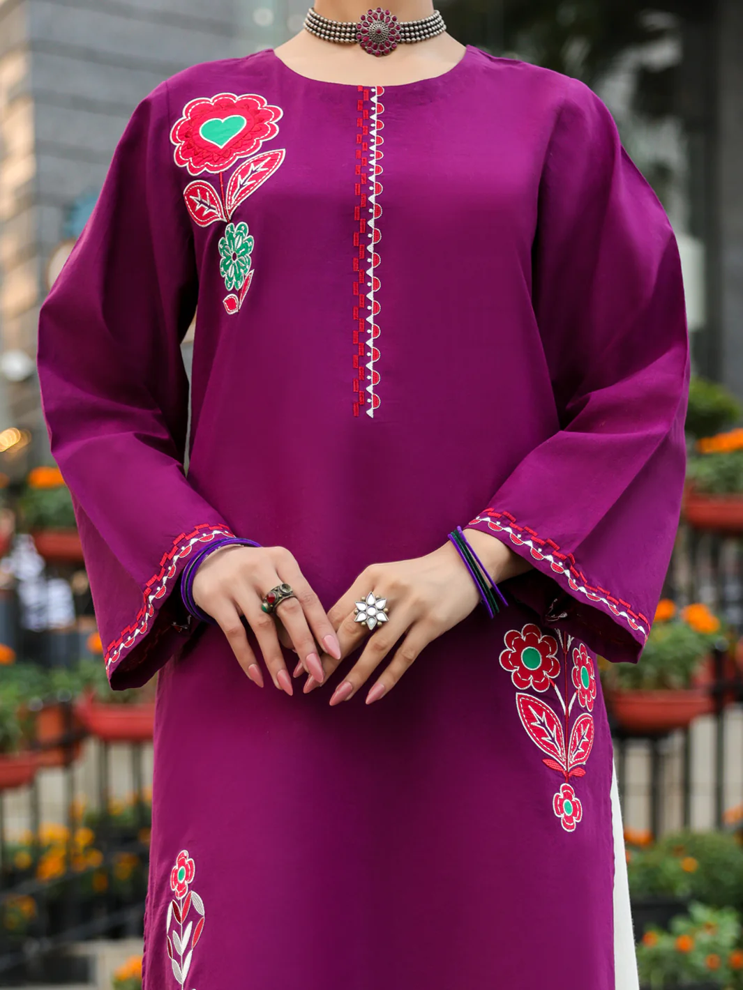 PURPLE LAWN KURTI | AL-LK-1166/FB-1166A - Image 2