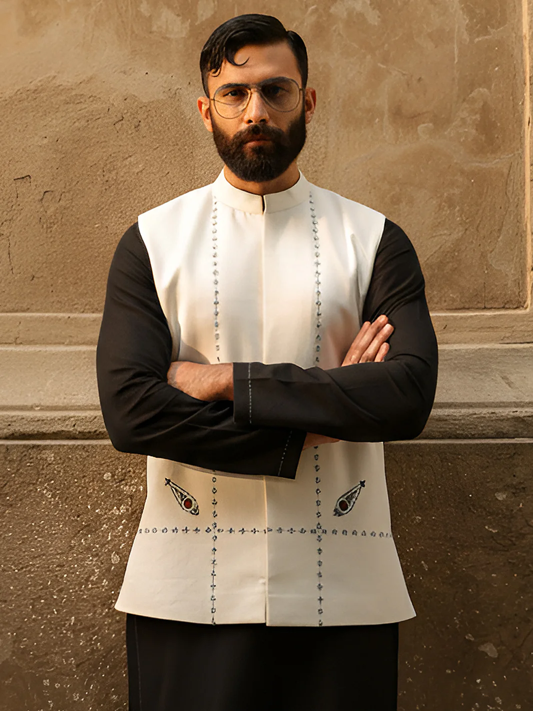 WHITE COTTON WAISTCOAT | AL-WC-608B/AM-6349D
