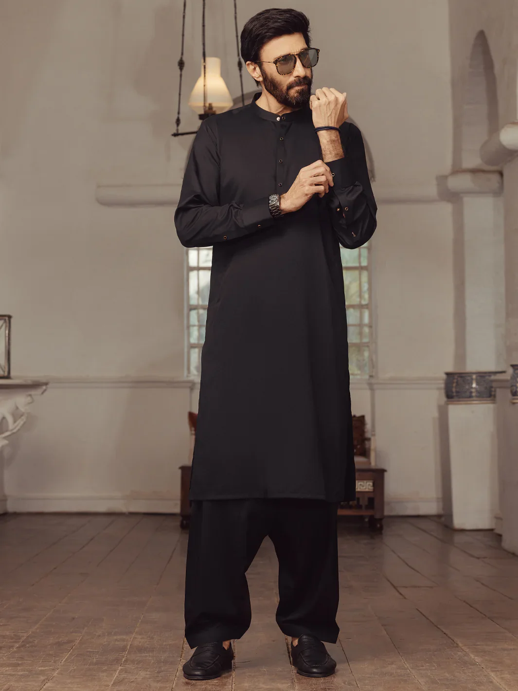 BLACK KAMEEZ SHALWAR | ALET-KS-3014-R1/AM-6354D