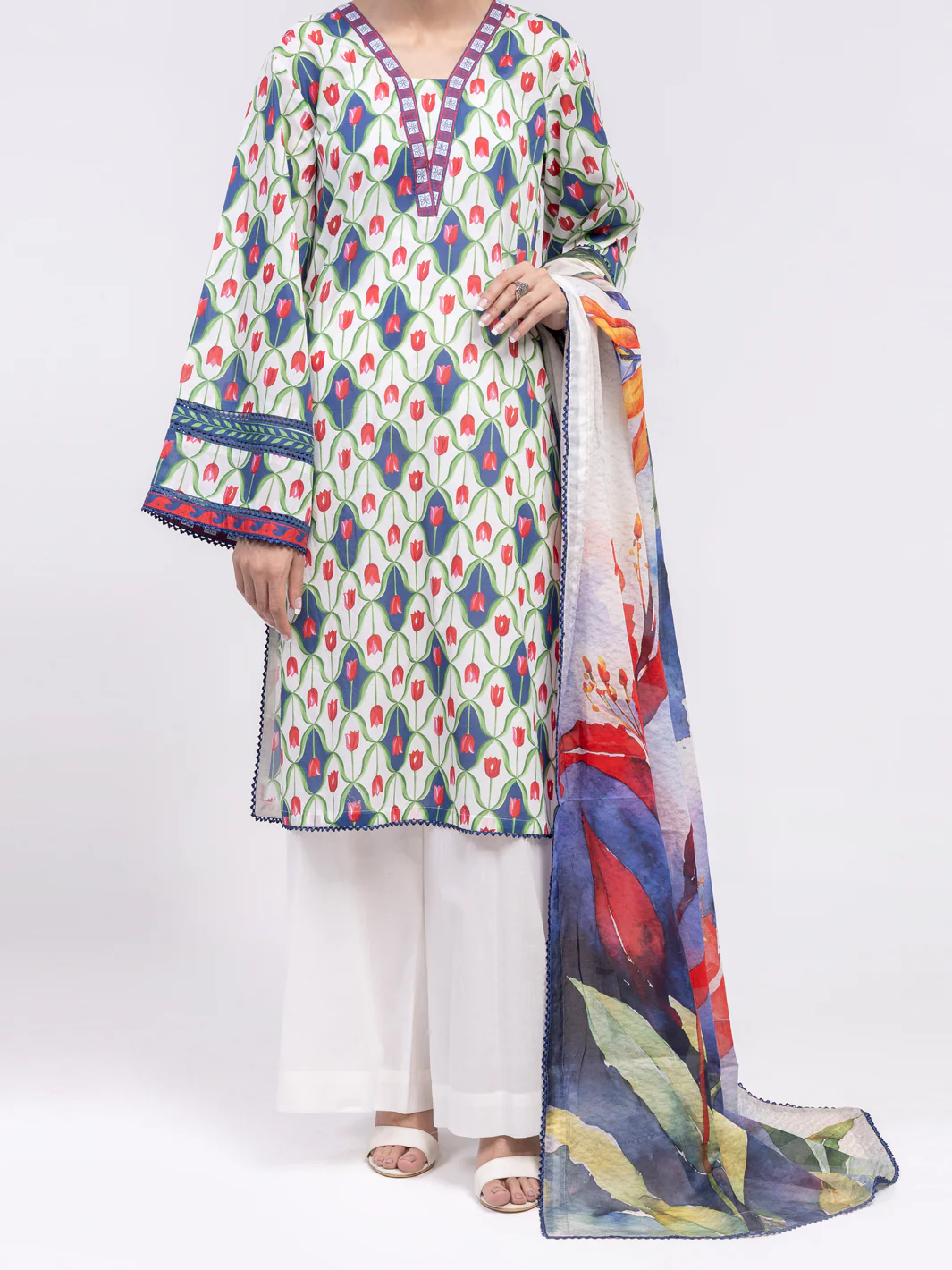 BLUE LAWN 3PC UNSTITCHED | ALP-3PS-2395FB-2395A