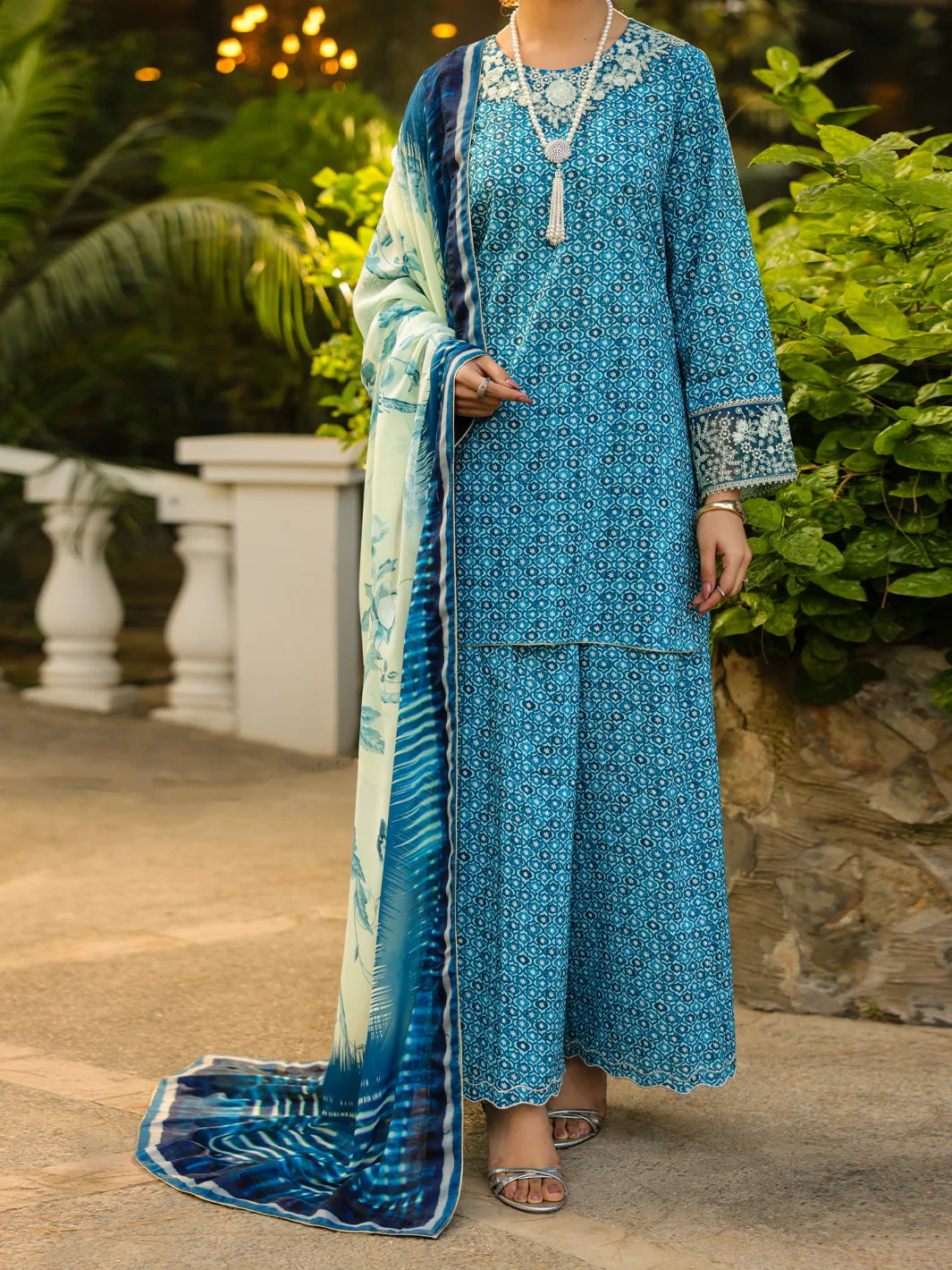 BLUE LAWN 3PC UNSTITCHED | ALP-3PS-2426 FB-2426A
