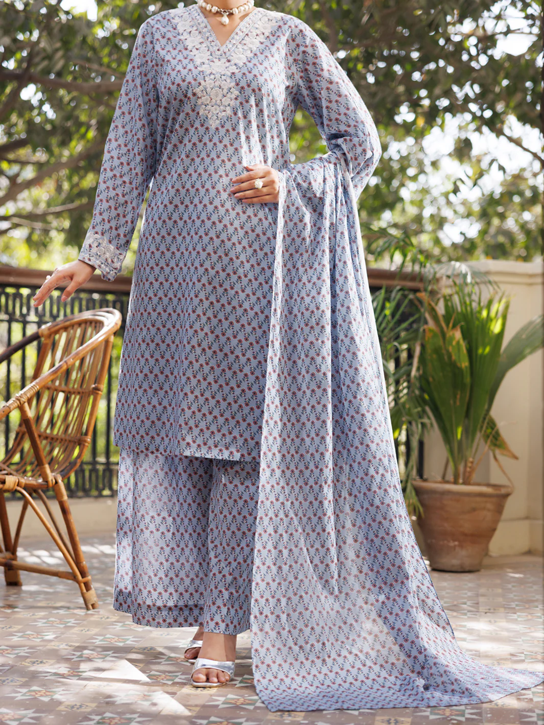 SKY BLUE COTTON 3PC STITCHED | ALP-3PS-2571/S FB-2571A