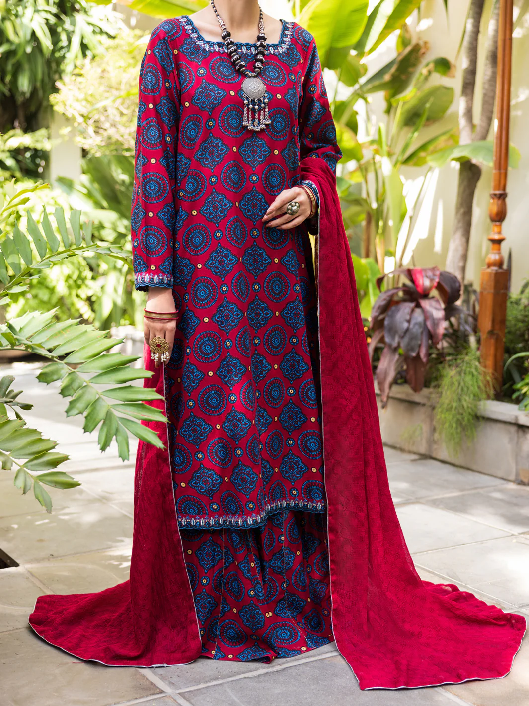 MAROON COTTON 3PC STITCHED | ALP-3PS-2609/S FB-2609A - Image 5