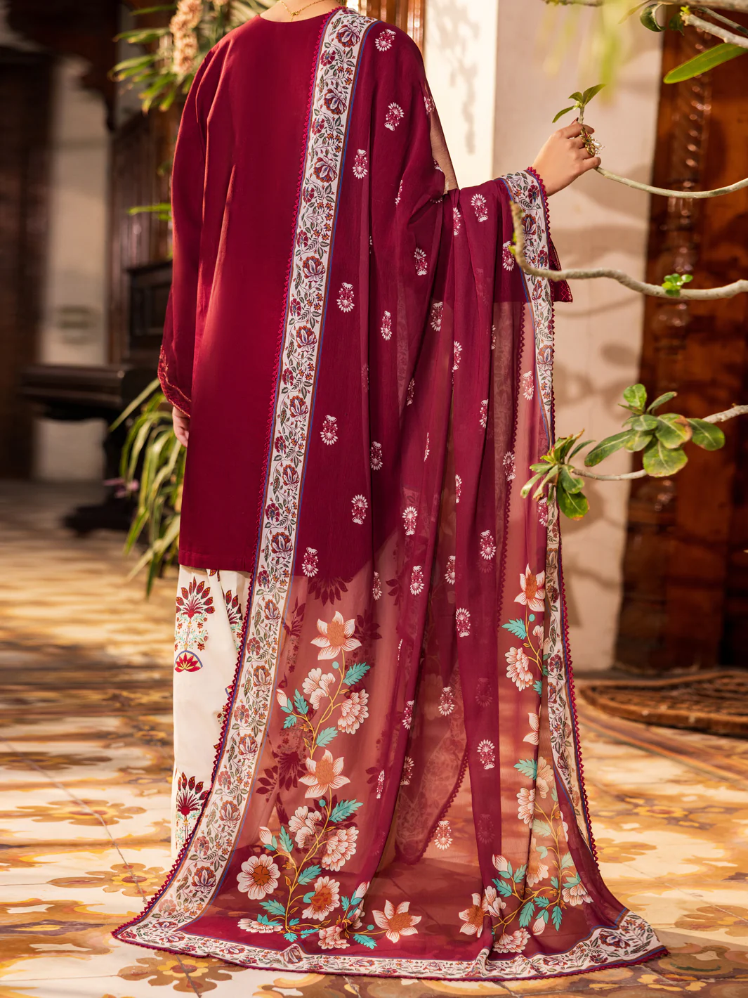 MAROON COTTON 3PC STITCHED | ALP-3PS-2629/S FB-2629A - Image 2