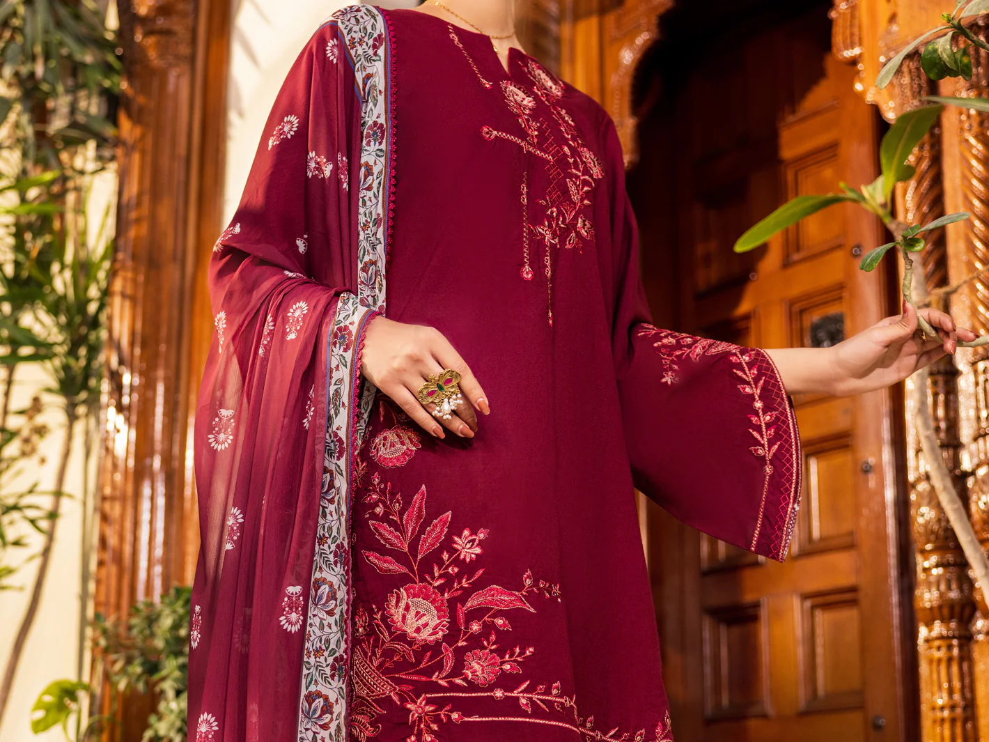 MAROON COTTON 3PC STITCHED | ALP-3PS-2629/S FB-2629A - Image 4