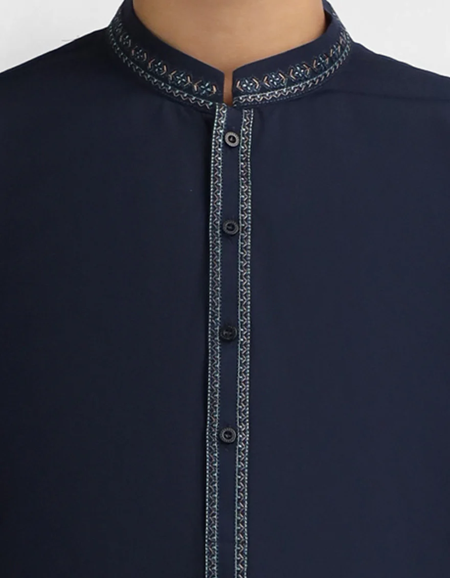 NAVY BLUE COTTON KURTA | JCK-A-30054/S26/JJ11179-CL - Image 3