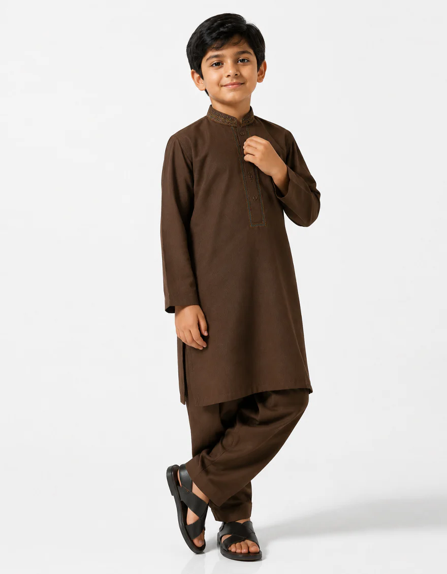 BROWN KAMEEZ SHALWAR | JCKS-A-39779/S26/JJ9766-SF