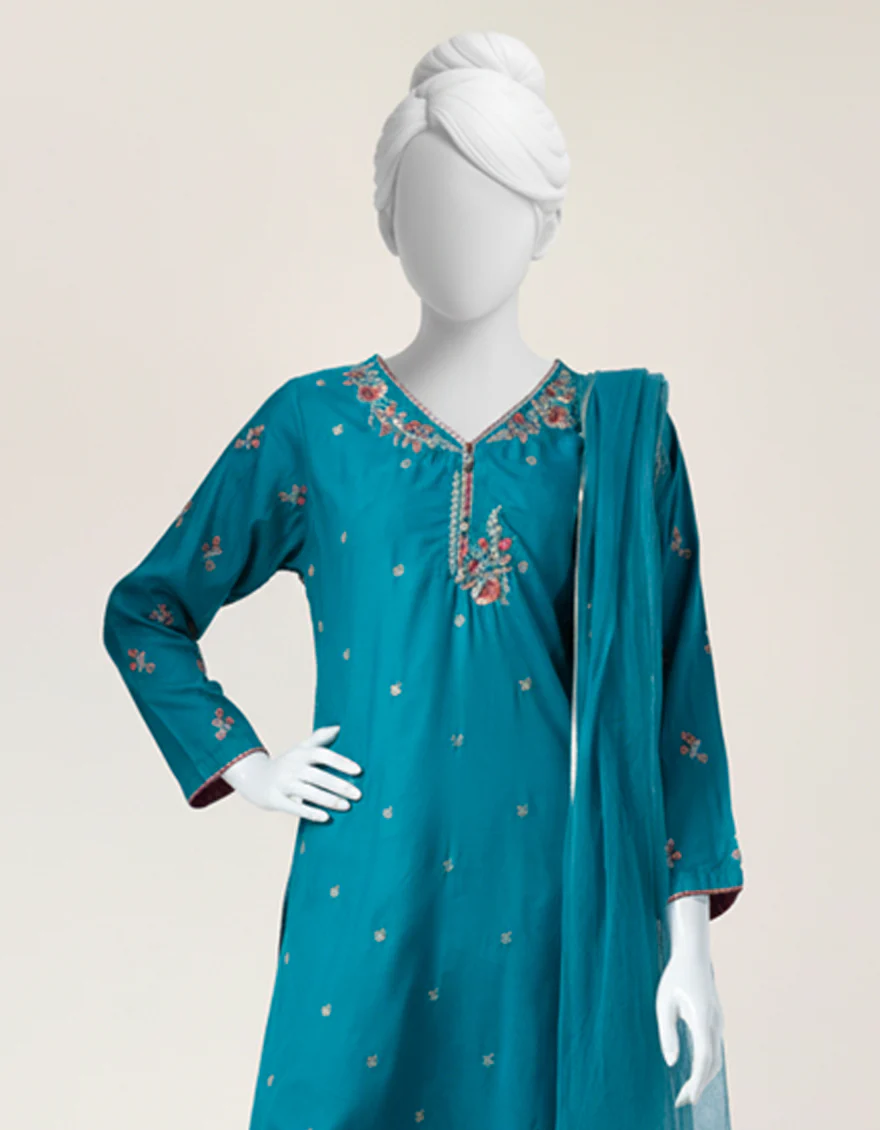 BLUE MAPLE SILK 3PC STITCHED | JGK-S-JTF-26-774 FB/RANG-E-ZARI-02 - Image 2