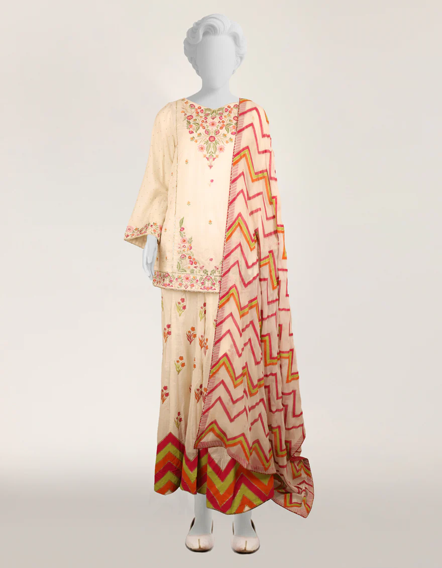 OFF WHITE RAW SILK 3PC STITCHED | JGK-S-JTF-26-781 FB/RANG-E-ZARI-09