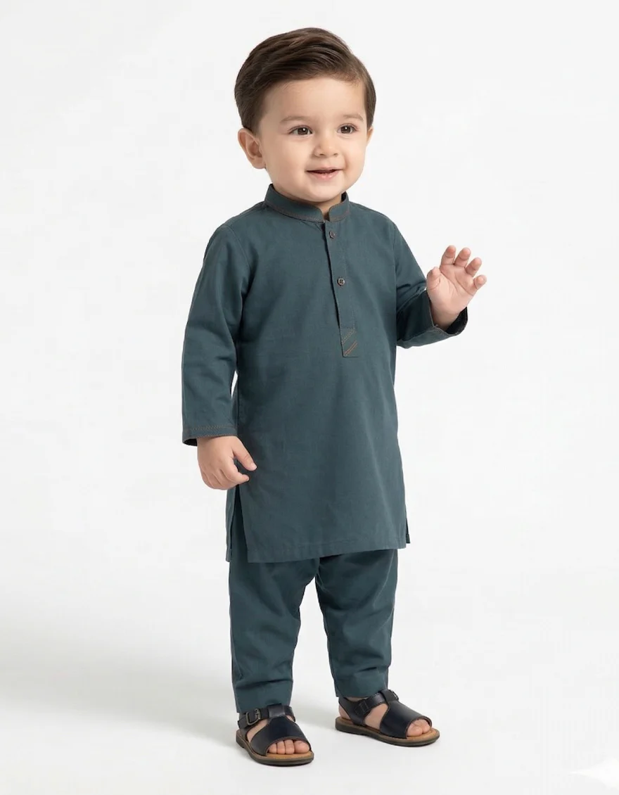 GREEN KAMEEZ SHALWAR | JJIKS-A-20057/S26/JJ10838-CL - Image 2