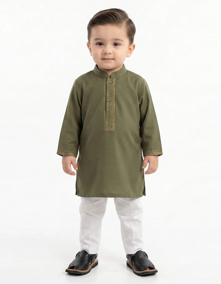 DULL GREEN KAMEEZ SHALWAR | JJIKS-A-50407/S26/JJ10369-SF