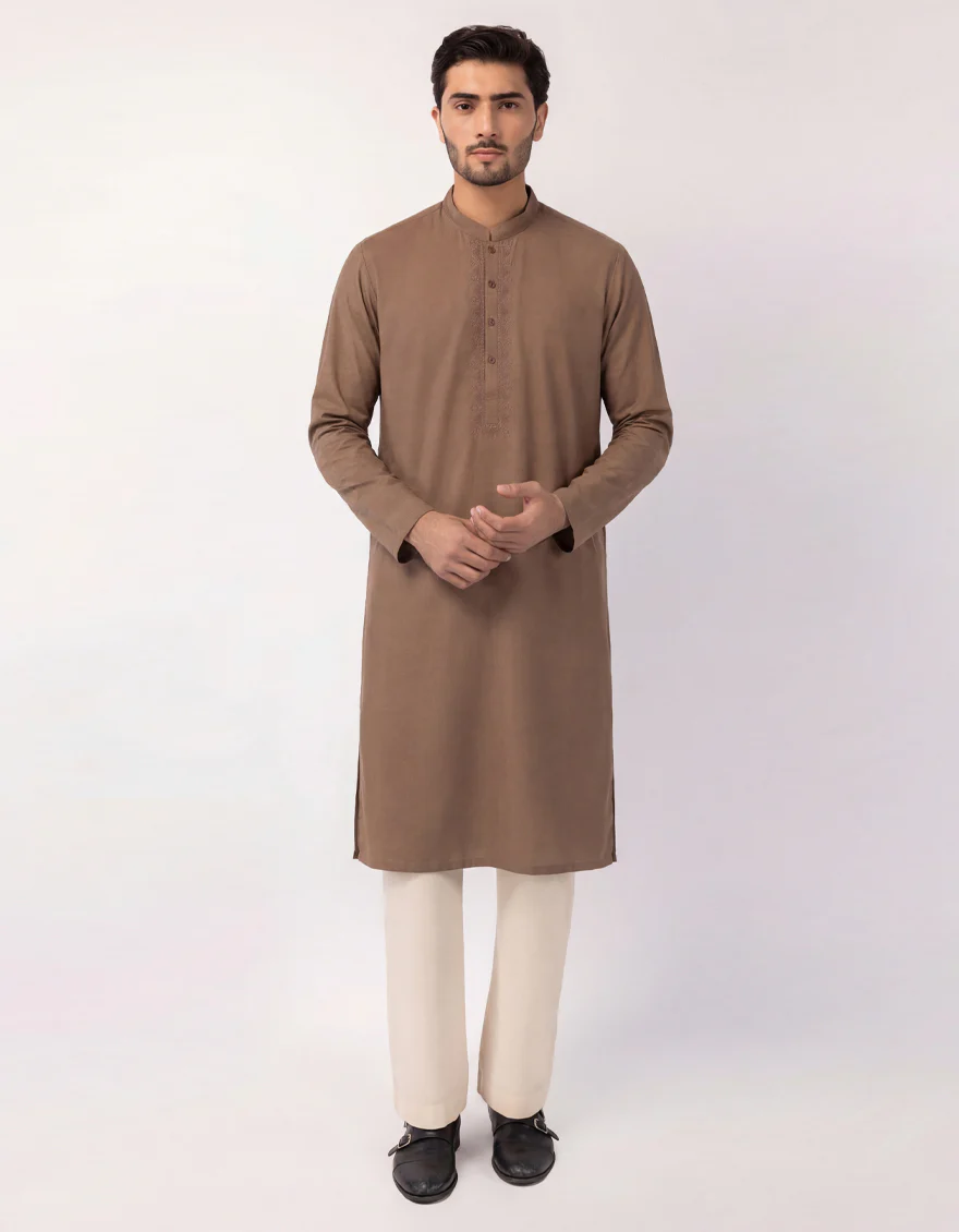 BROWN COTTON KURTA | JJK-A-50627/S26/JJ10550-CL