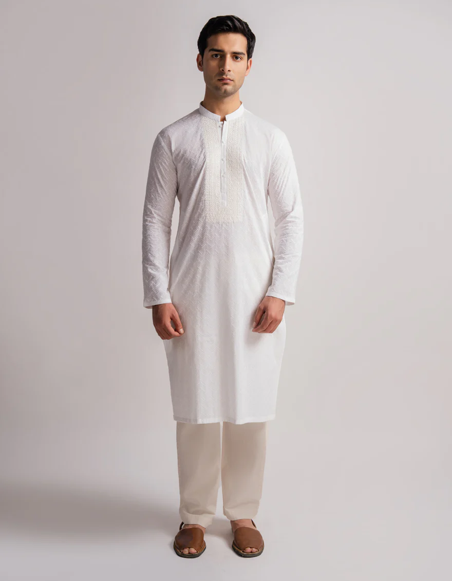 WHITE COTTON KURTA | JJK-S-50593/S26/JJ10651-FL