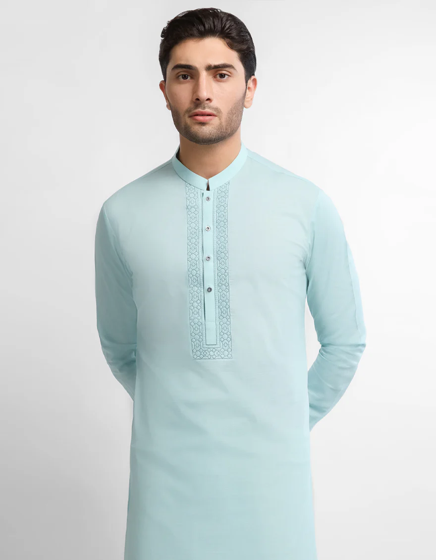 LIGHT TURQUOISE COTTON KURTA | JJK-S-60012/S26/JJ10832-SF - Image 2