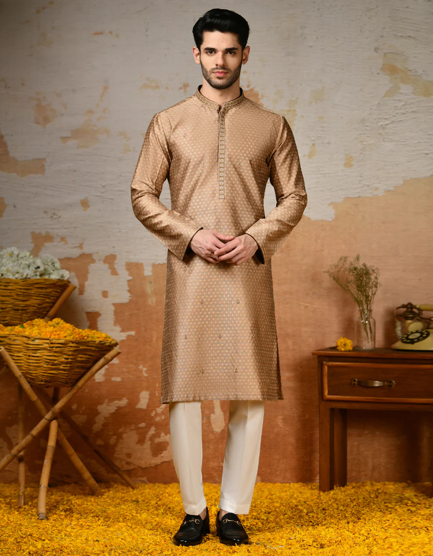 BEIGE POLYESTER SPECIAL KURTA | JJK-SP-A-45408/S24/JJ8476-FL