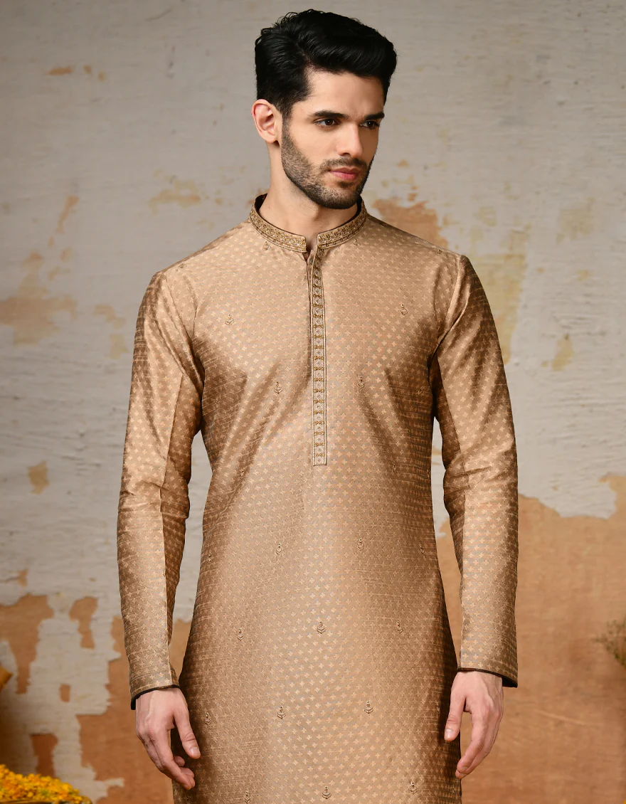 BEIGE POLYESTER SPECIAL KURTA | JJK-SP-A-45408/S24/JJ8476-FL - Image 2