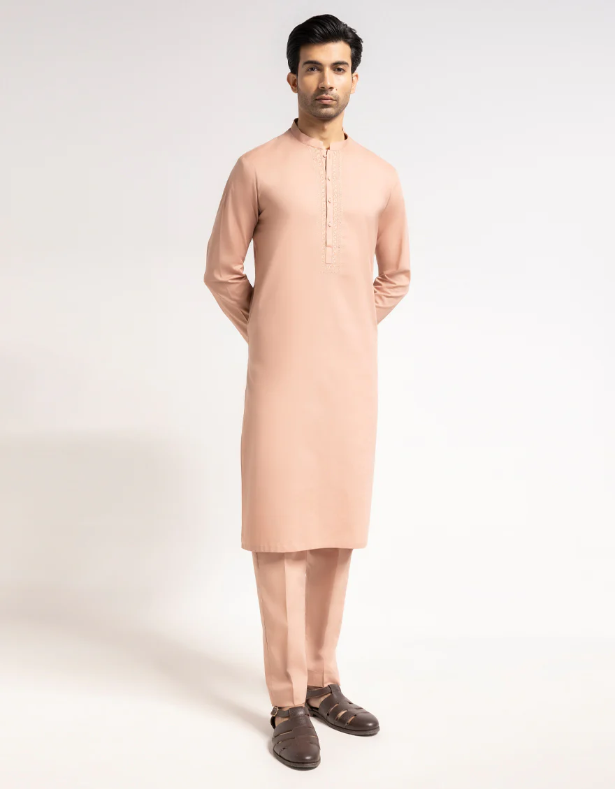 PEACH COTTON KURTA TROUSERS | JJKP-A-33903/S26/JJ10830-SF