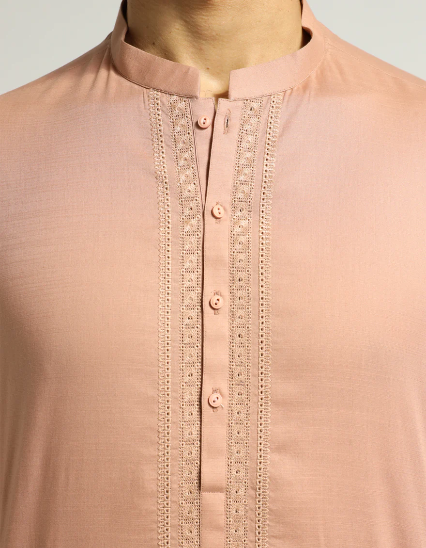 PEACH COTTON KURTA TROUSERS | JJKP-A-33903/S26/JJ10830-SF - Image 3