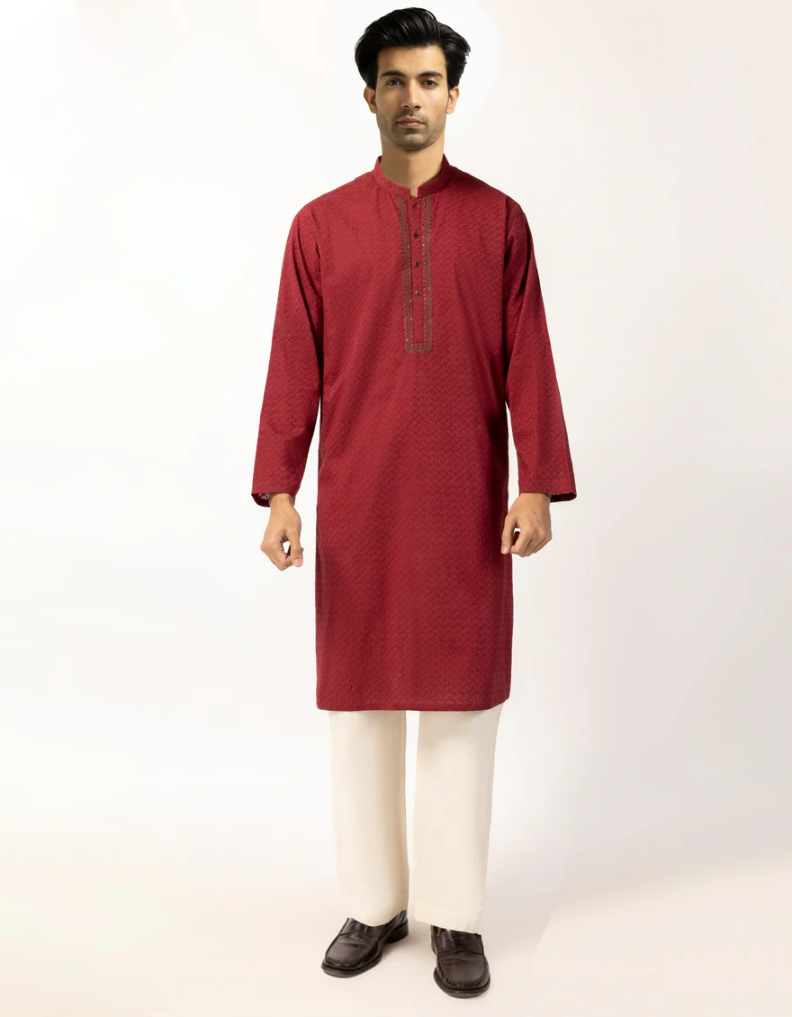 MAROON COTTON KURTA TROUSERS | JJKP-A-50561/S26/JJ9783-SF