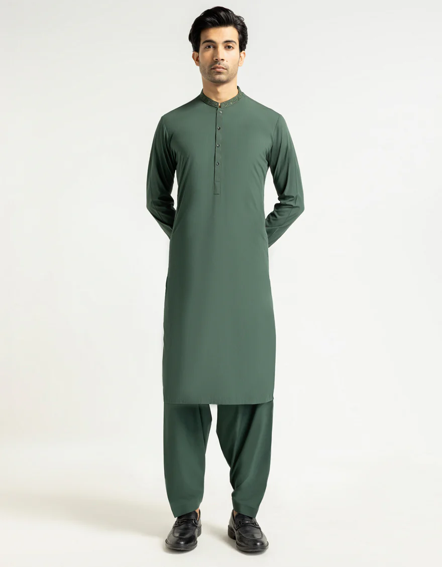 GREEN KAMEEZ SHALWAR | JJKS-A-33996/S26/JJ10565-SF