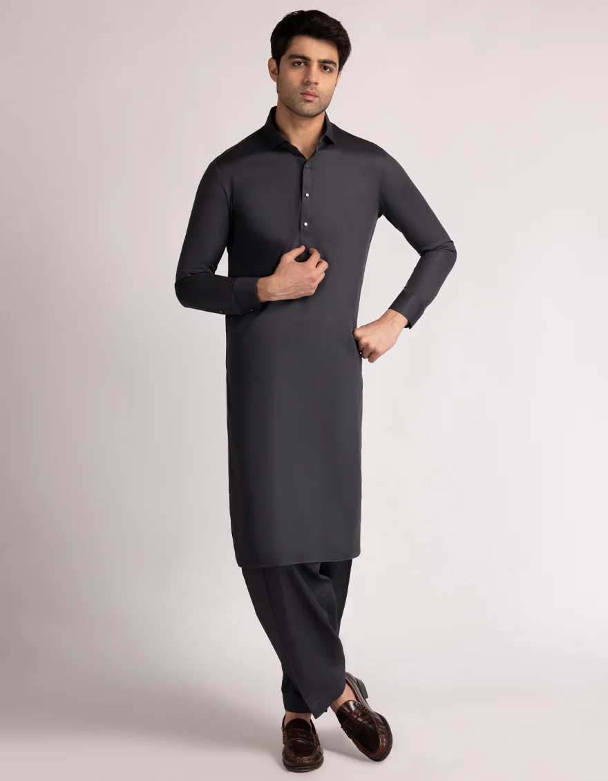 DARK GREY COTTON KAMEEZ SHALWAR | JJKS-A-47558/S25/JJ9829-PN