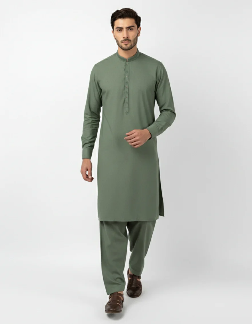GREEN BLENDED KAMEEZ SHALWAR | JJKS-A-47586/S26/JJ10593-SF