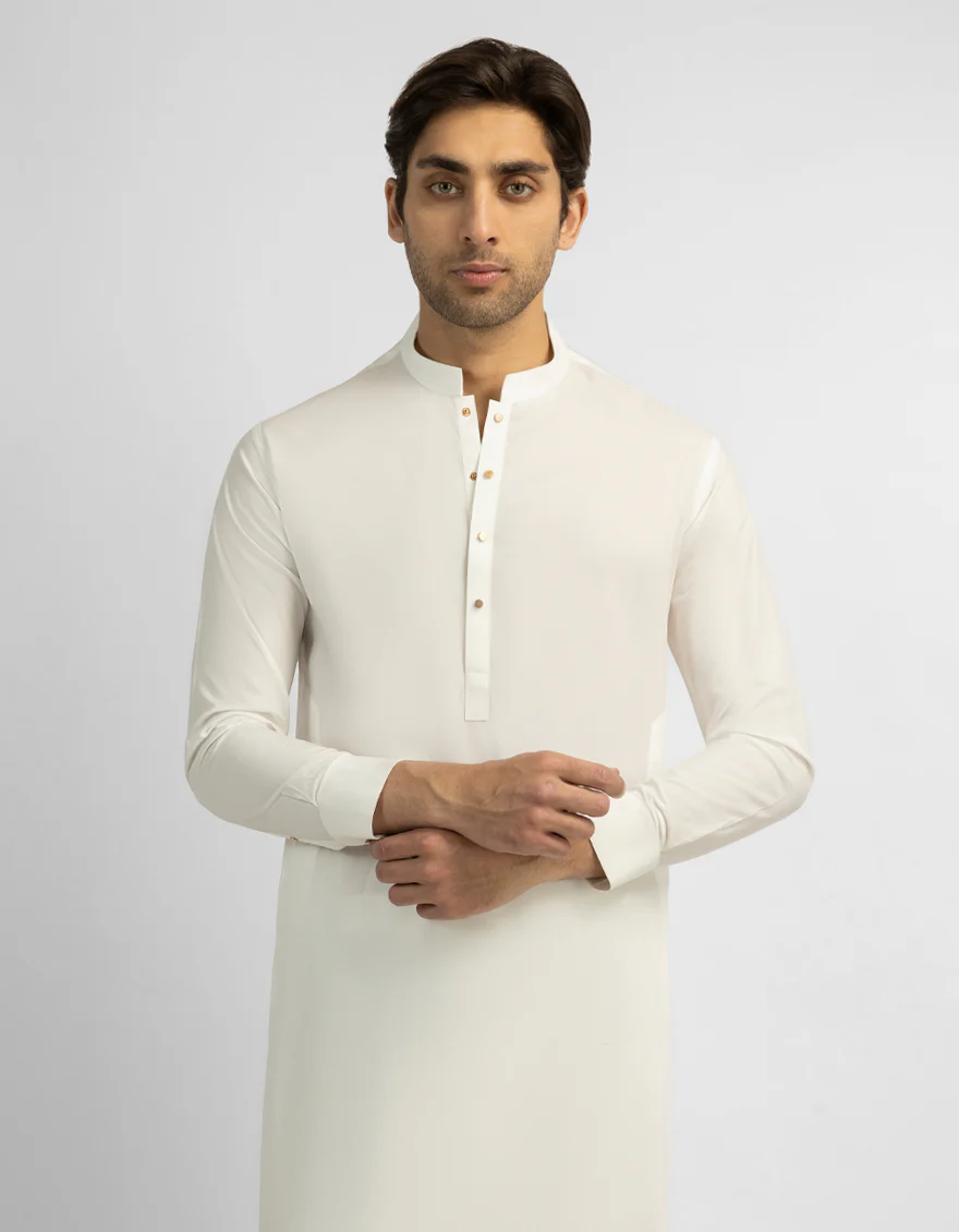 OFF WHITE COTTON KAMEEZ SHALWAR | JJKS-S-47637/S26/JJ11016-PN - Image 2