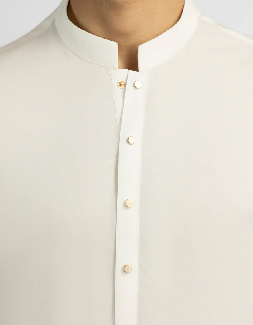 OFF WHITE COTTON KAMEEZ SHALWAR | JJKS-S-47637/S26/JJ11016-PN - Image 3