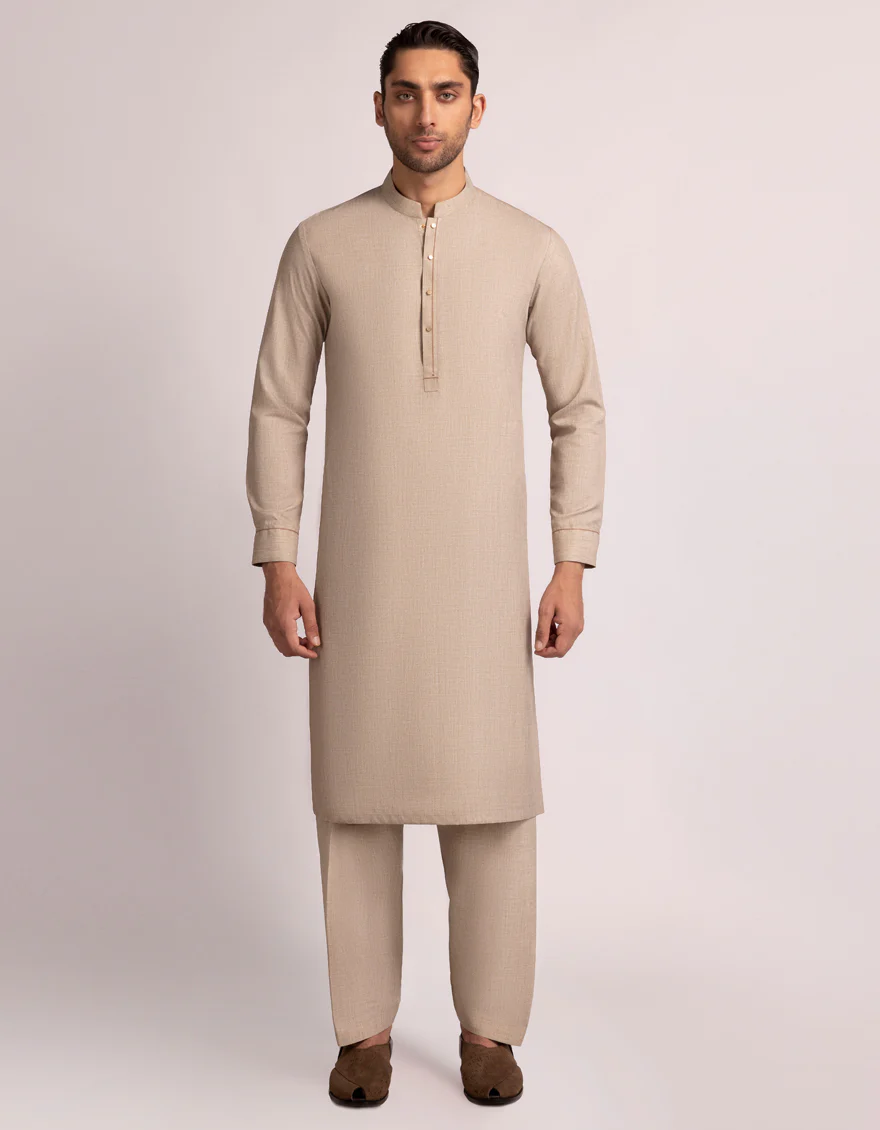 BEIGE BLENDED KAMEEZ SHALWAR | JJKS-W-33791/S25/JJ10516-CL