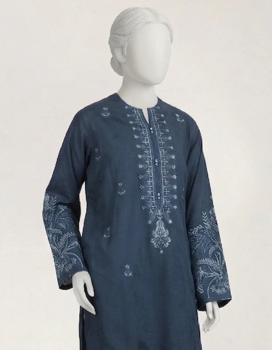 BLUE DOBBY KURTI | JJLK-S-JSS-26-657 FB/MONOCHROME-04 - Image 2