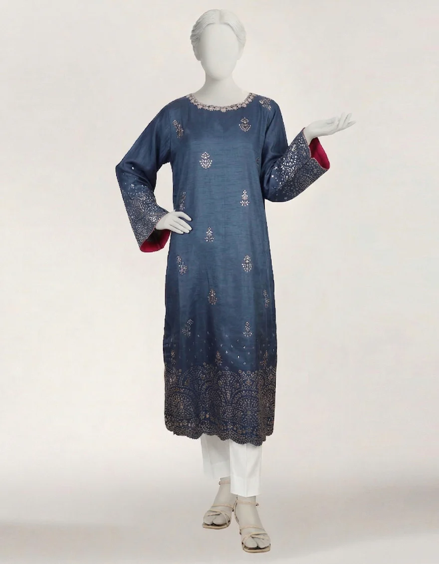 BLUE RAW SILK KURTI | JJLK-W-JFS-26-245 FB/ELFESYA-5
