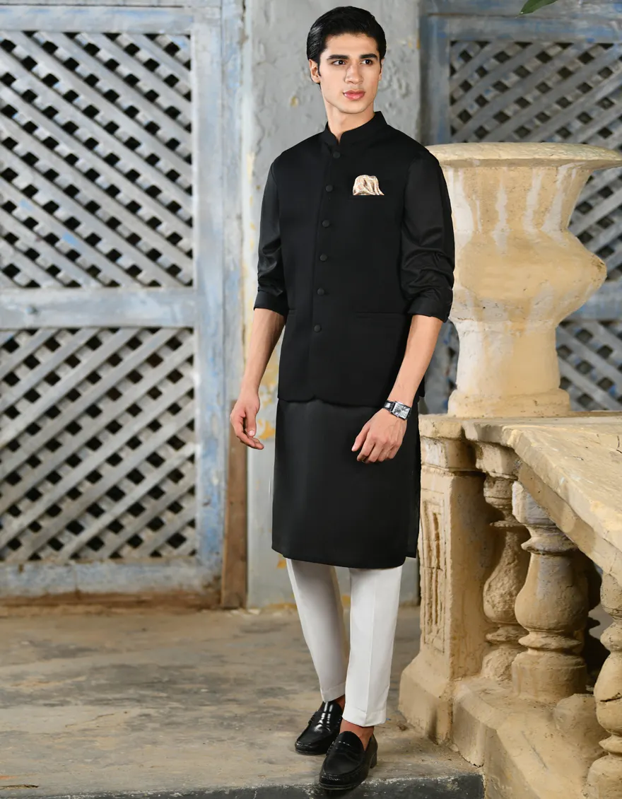 BLACK SUITING WAISTCOAT | JJVC-A-27380-R15-AP/S25/JJ9546-PN - Image 2