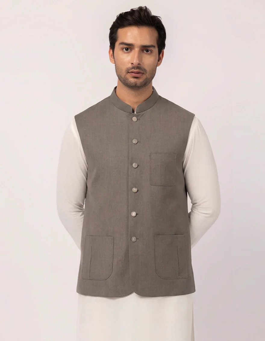 GREY SUITING WAISTCOAT | JJVC-A-33742/S25/JJ8742-CL