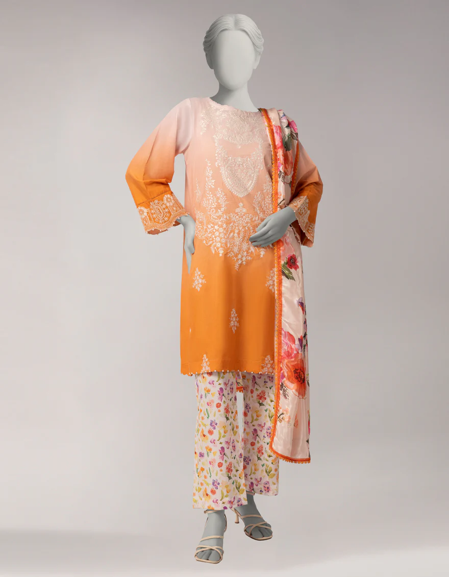 ORANGE LAWN 3PC STITCHED | JLAWN-S-26-1105/S SERENE-03