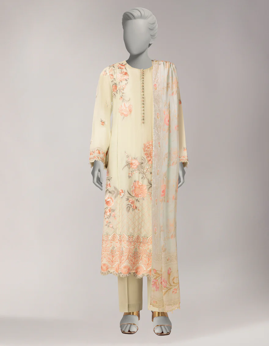 GREEN LAWN 3PC UNSTITCHED | JLAWN-S-26-1111 LUXE-A-1