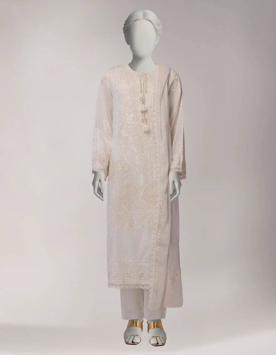 WHITE LAWN 3PC STITCHED | JLAWN-S-26-1117/S LUXE-B-01