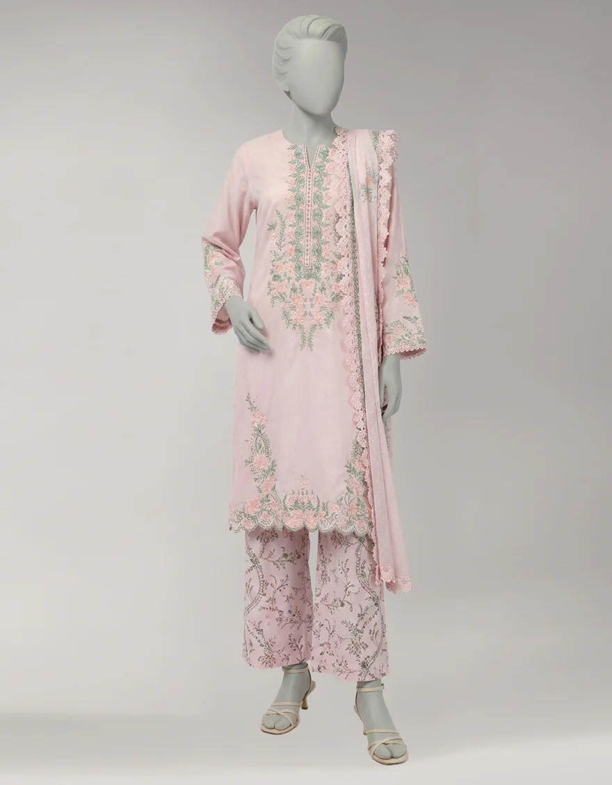 PINK LAWN 3PC STITCHED | JLAWN-S-26-1125/S AMARA-3